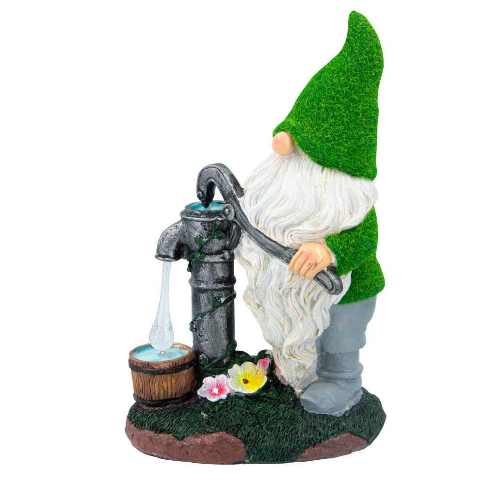 PEPEFUTE Garden Gnomes Decorations for Yard with Solar Lights, Large Cute Flocked Garden Sculptures & Statues Garden Gifts for Mom Front Porch Patio Outdoor Lawn Ornaments, 11.4"