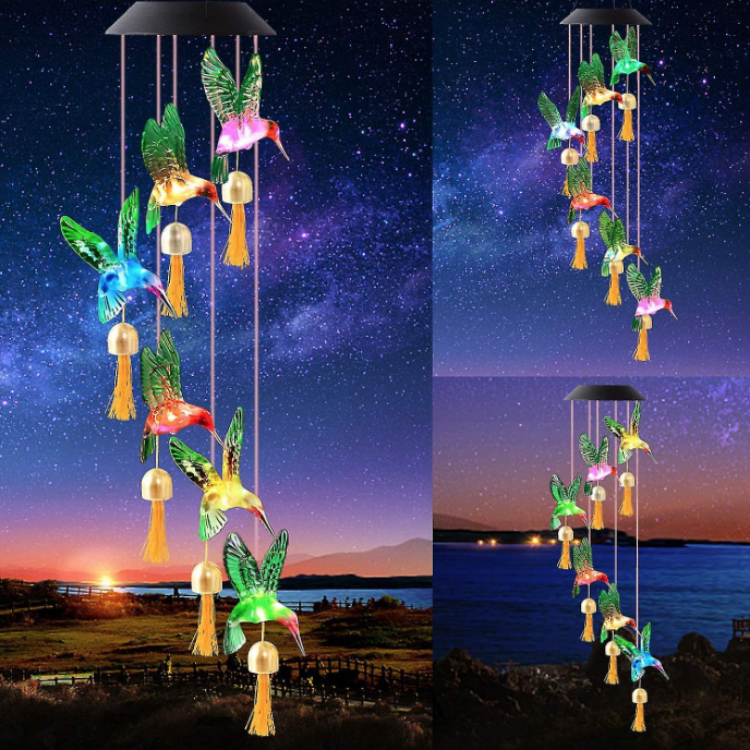 Hummingbird wind chime in the evening during sunset