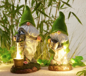 2 gnomes with solar lights
